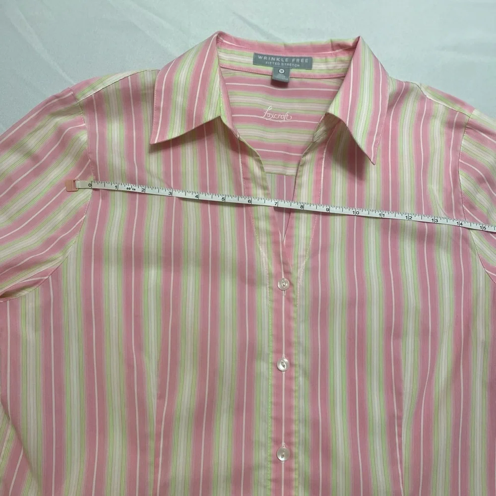 Foxcroft Non-Iron fitted stretch striped button up shirt Size 10 - Picture 4 of 15